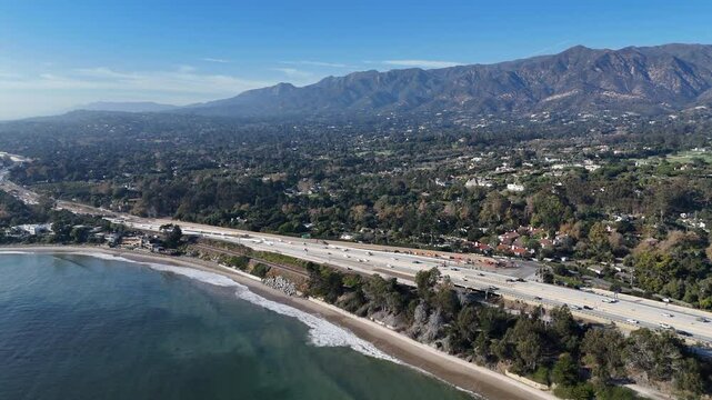 Scenic View of Summerland and Montecito from Pacific Ocean