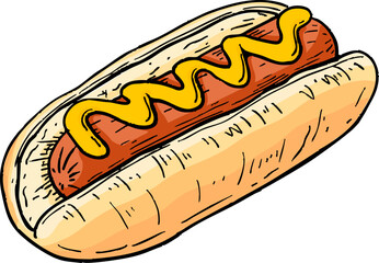 Delicious Hot Dog Vector Illustration in Detailed Artistic Style