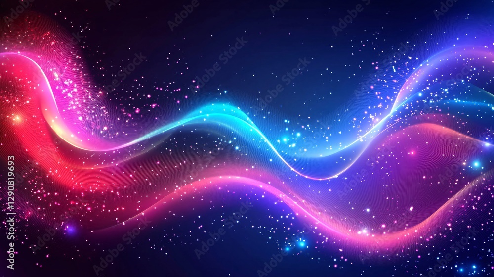 Poster a radiant neon infinite wave background with glowing fluid motion patterns