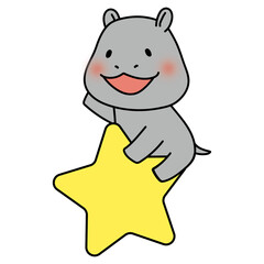 大きなお星さまに乗っているカバ