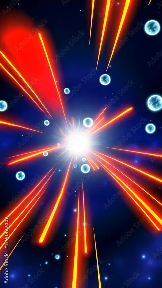 Aufkleber A colorful explosion of light with a yellow sun in the middle. There are many small dots scattered throughout the image