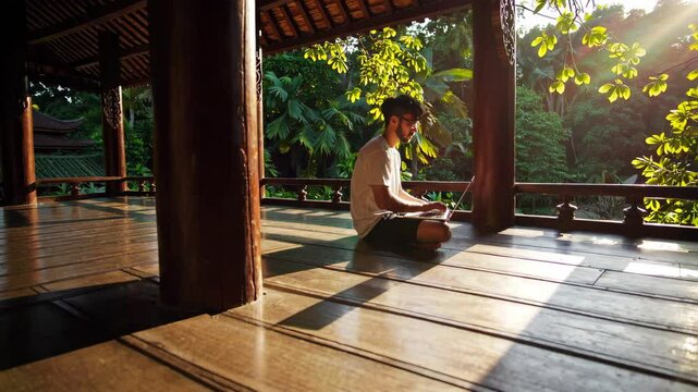 Digital Nomad Working in Southeast Asian Temples: Sacred Sites of Spiritual and Architectural Beauty