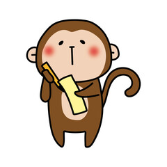 短冊に七夕の願い事を書く猿