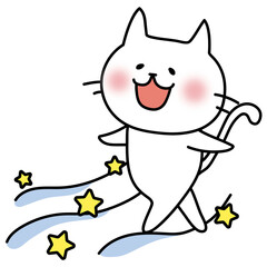 天の川を渡る白い猫