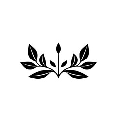Black and White Minimalist Plant Illustration on a White Background.
