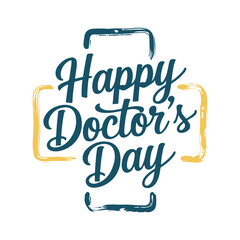 Happy World Doctors Day, doctor international logo design vector, Doctor's day greeting card design. Calligraphic hand drawn black lettering isolated on white background.