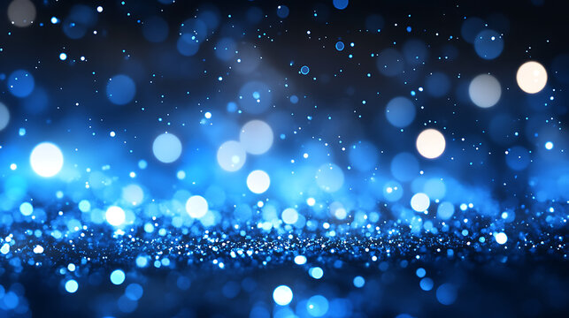 a deep blue background speckled with various sizes of light spots and bokeh effects, creating a dreamlike atmosphere. The distribution and brightness variations of these spots evoke a sense of a starr