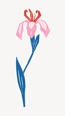 Pink flower illustration collage element vector