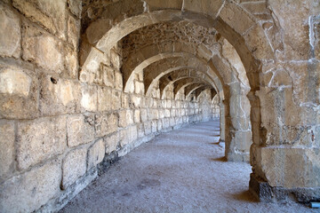Roman theatre at the ancient city of Aspendos, now located in Antalya Province, Turkey.