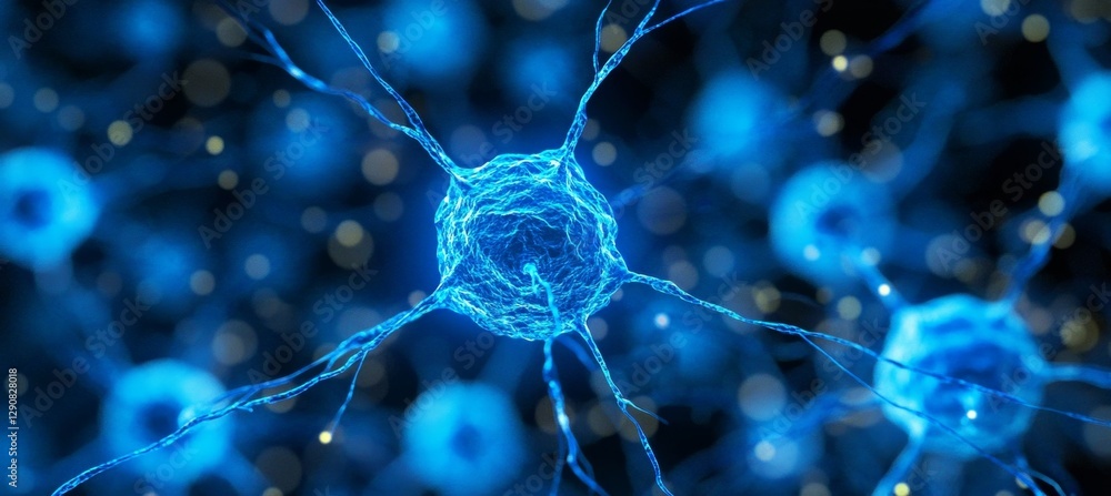Aufkleber blue network, abstract background with glowing lines representing neurons in the brain