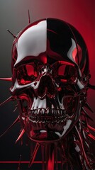 Bifurcated Chrome Skull with Liquid Spikes