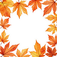 Obraz premium Autumn leaves frame with white background.