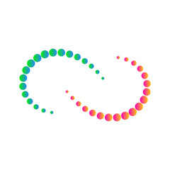 Infinity dot logo design template. Colorful dotted infinity logo