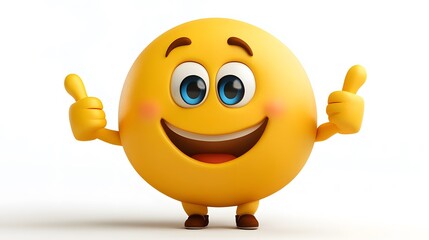 A Cheerful Yellow Smiley Face Giving Thumbs Up Gestures
