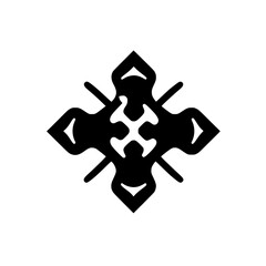 Geometric abstract design featuring a dark four-leaf clover pattern with gradients.