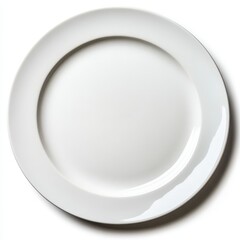White Round Ceramic Plate on White Background
