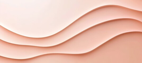3D Seamless Pastel Coral Delicate Wave Pattern Background. Abstract Minimalist Design.
