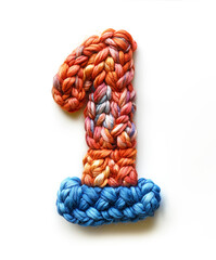 Vibrant Knitted Number One in Orange and Blue Yarn Materials