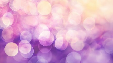 Fototapeta premium Soft bokeh background with purple and gold hues, ideal for design projects, invitations, and festive themes. Abstract texture with vibrant blurred lights.