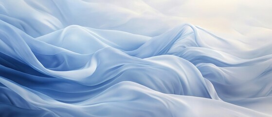 Obraz premium Soft blue fabric texture, waves of silk, seamless abstract background, light ocean hues, flowing creases, elegant fabric design, smooth textile close-up.