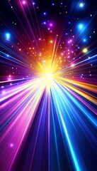 Abstract Virtual Tunnel, Vibrant Light Streaks, Neon Colors, 3D Computer Graphics Illustration