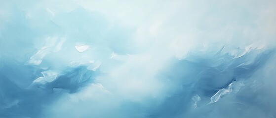 Sky with soft blue hues and fluffy white clouds, airy atmosphere depicting tranquility and serenity, perfect for backgrounds and nature themes.