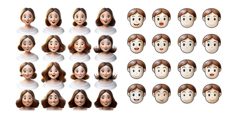 Diverse Emotions Displayed Through Cartoon Character Expressions