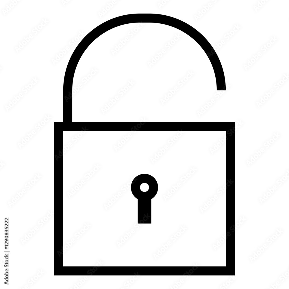 Poster unlocked padlock icon for security access control and privacy concepts