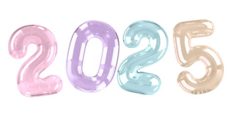 2025 word png clear bubbles offset font, transparent background