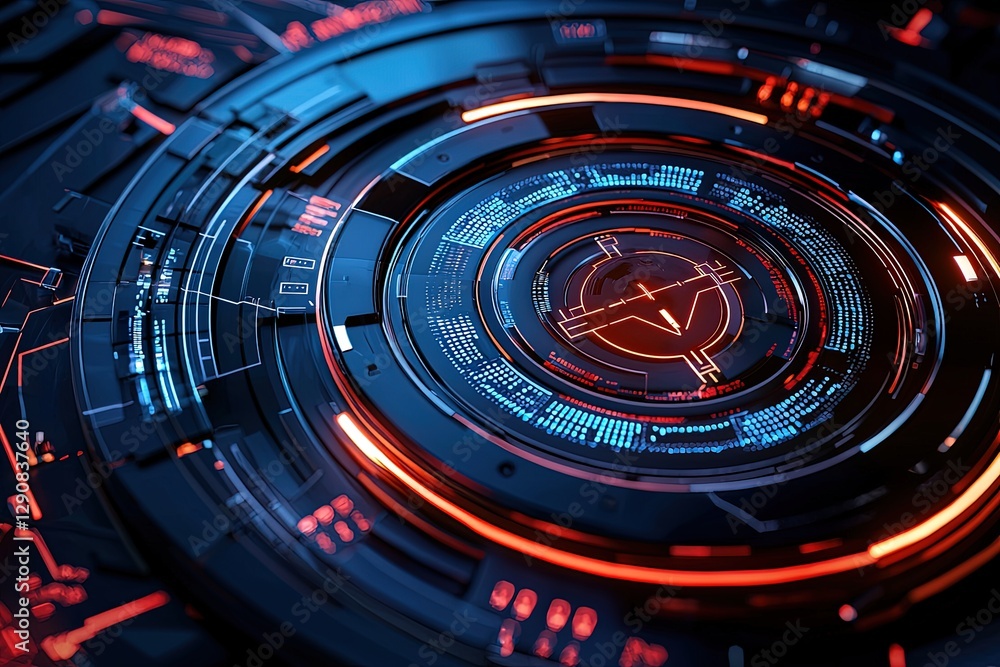 Poster online fraud prevention, futuristic digital interface with neon elements for cybersecurity and priva