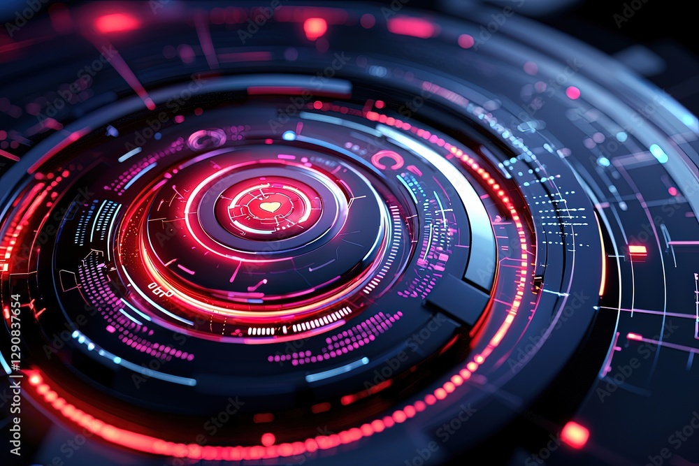 Poster online fraud prevention, futuristic 3d digital interface concept with cybersecurity elements and pri