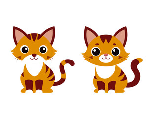 This vector illustration features two adorable orange kittens sitting side by side, showcasing a charming and playful design. With their big, expressive eyes and cute poses.