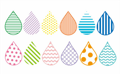 Pattern Water Drop Vector Colorful Illustration Set