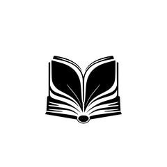 Black & White Illustration of Open Book - Abstract and Stylized, Centered Composition.
