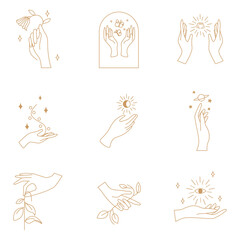 Mystical png aesthetic logo element set