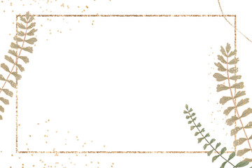 Gold rectangle leaf png frame design