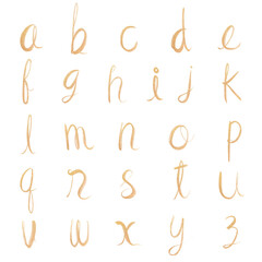 Golden cursive alphabet png set typography font