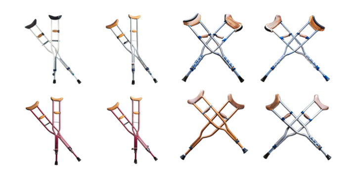 Crutches Collection for Medical and Rehabilitation Use, PNG collection, set bundle, isolate on transparent or white background