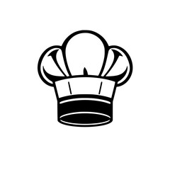 Stylized Black and White Chef's Hat Icon: A Clean Culinary Graphic for Branding.