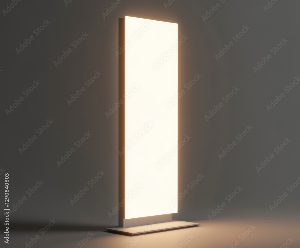 Poster a blank roll-up banner mockup with a white background, placed on an isolated gray surface. the displ