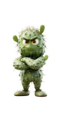Fototapeta premium Grumpy Cactus Character, 3D Render of a Prickly Plant with Arms Crossed