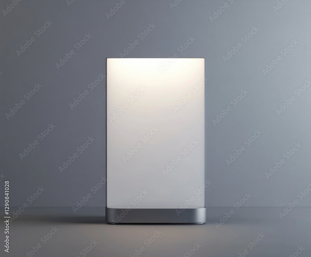 Poster a blank roll-up banner mockup with a white background, placed on an isolated gray surface. the displ