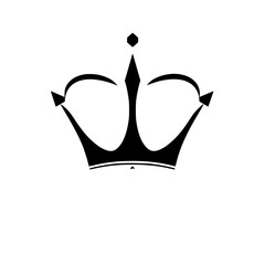 Black Crown Silhouette on White Background with Shadow.