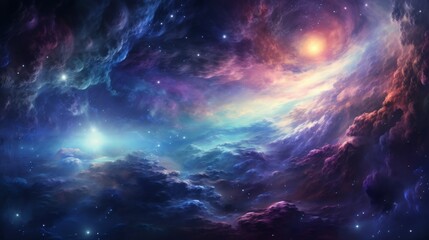 Futuristic space fantasy with detailed cosmic elements