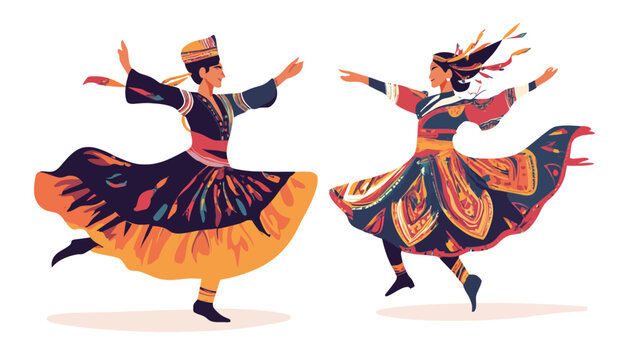 dancing figures in colorful traditional dress clip art preview