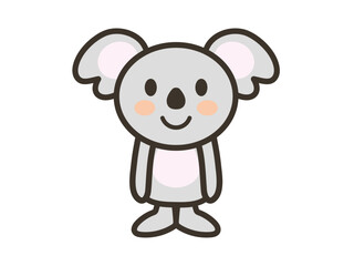 笑顔で正面を向くかわいいコアラのイラスト