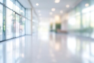 Blurred background of a corridor in hospital or clinic. Concept for hospital or medicine advertisement. Nation Doctor’s Day
