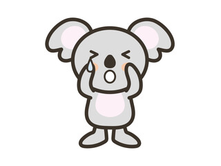 涙を流して泣くかわいいコアラのイラスト