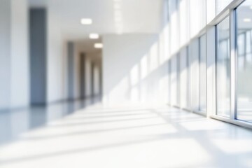 Blurred background of a corridor in hospital or clinic. Concept for hospital or medicine advertisement. Nation Doctor’s Day