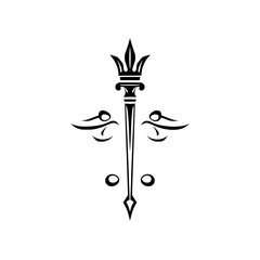 Vector Art Illustration of a Crowned Spear and Scales, Representing Justice.